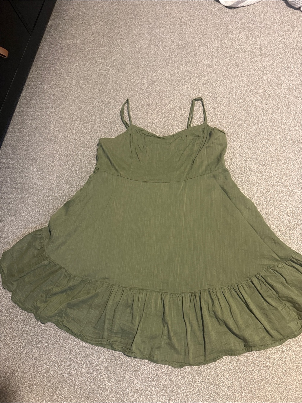 Old Navy Olive Green Spaghetti Strap Ruffle-Hem Camisole Dress